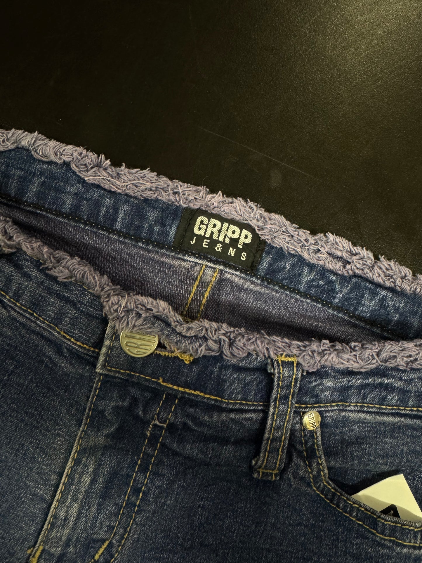 grip denim jeans purple edges