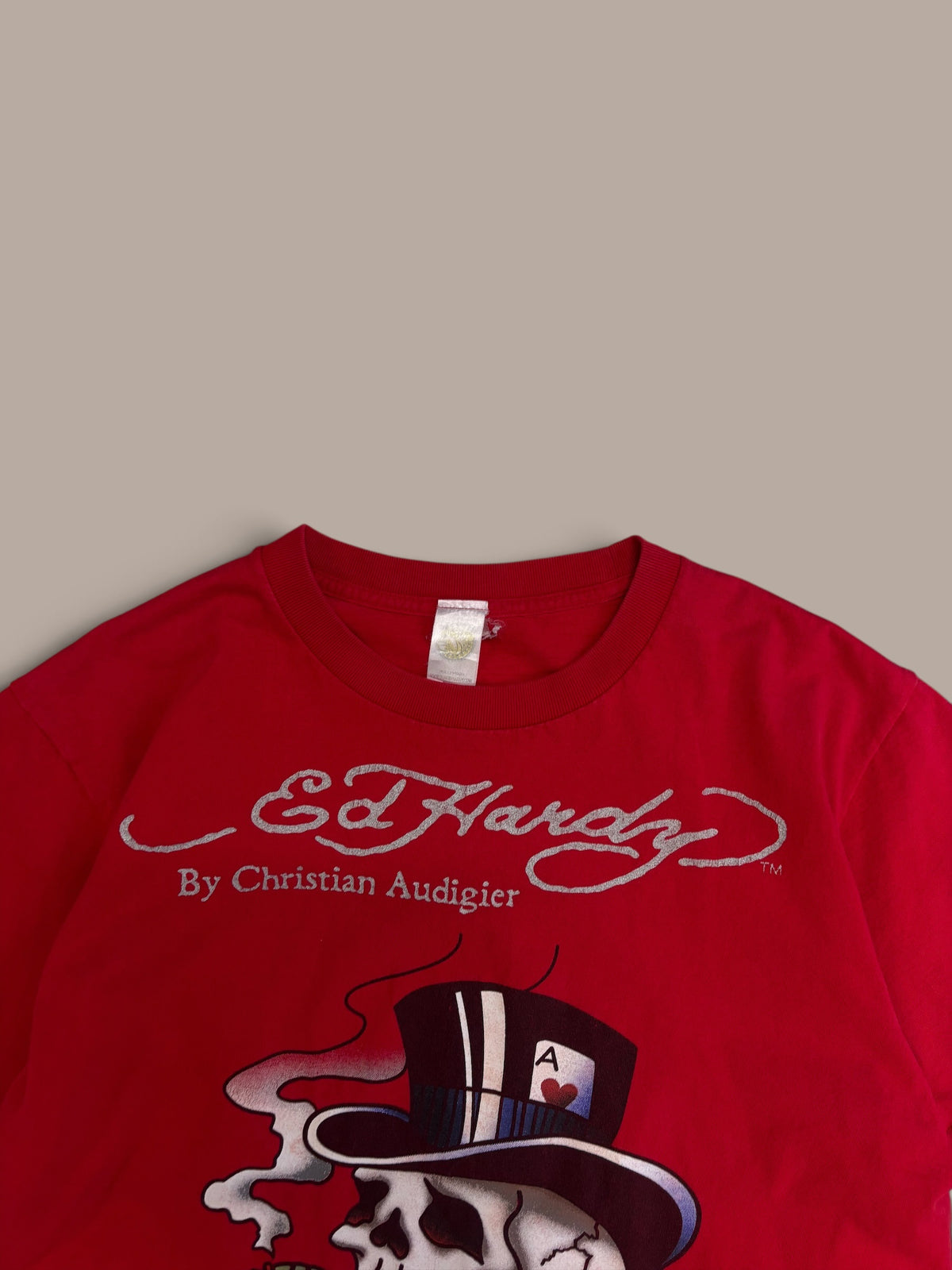 ed hardy red graphic shirt