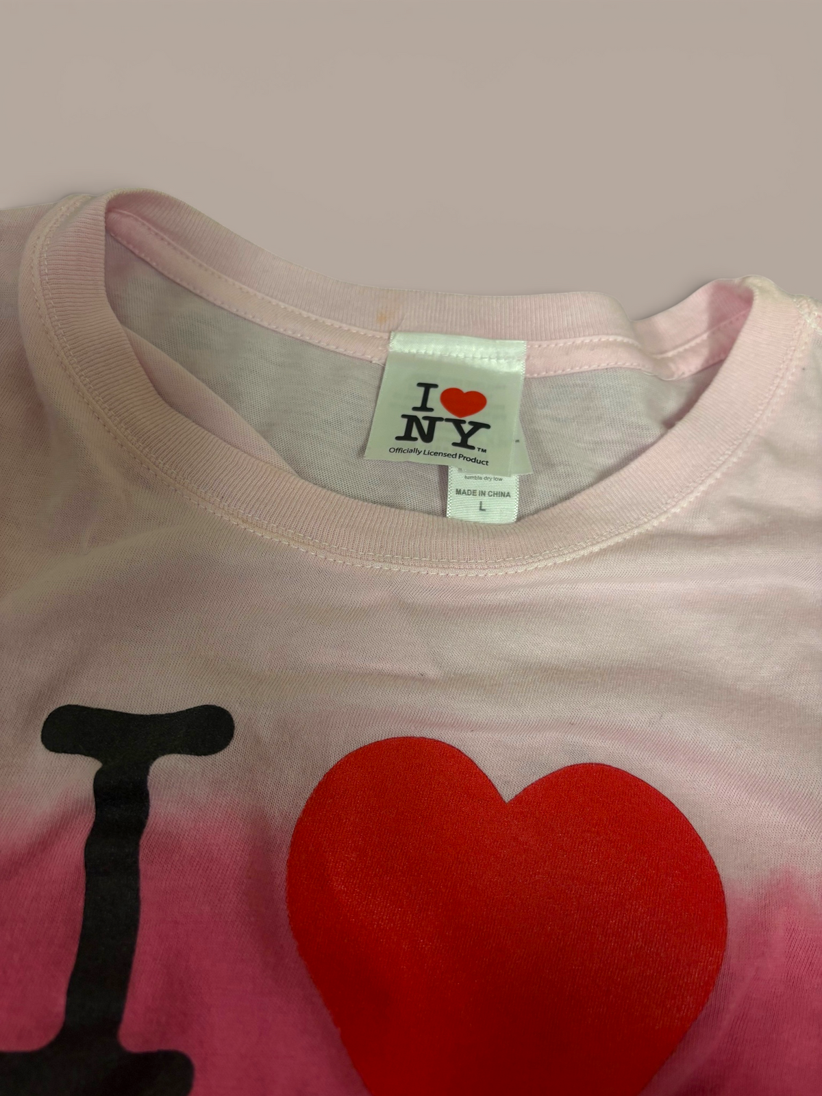 nyc pink washed shirt women's