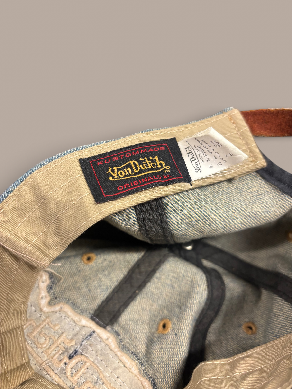 suede and denim von dutch hat leather adjustable strap