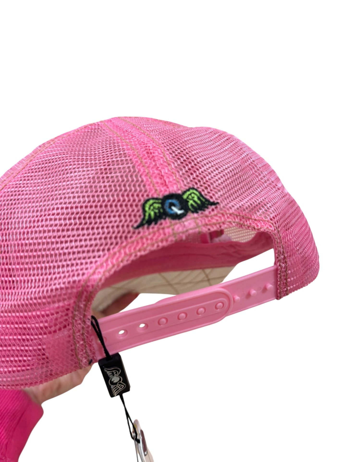 Pink and white satin Von Dutch hat DEADSTOCK