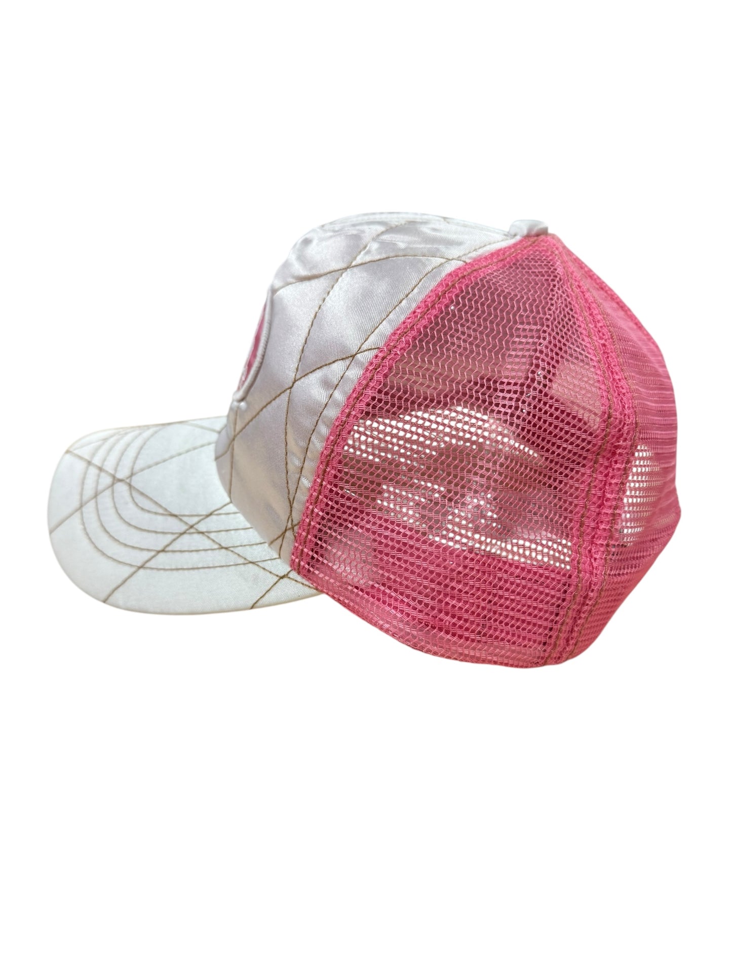 Pink and white satin Von Dutch hat DEADSTOCK