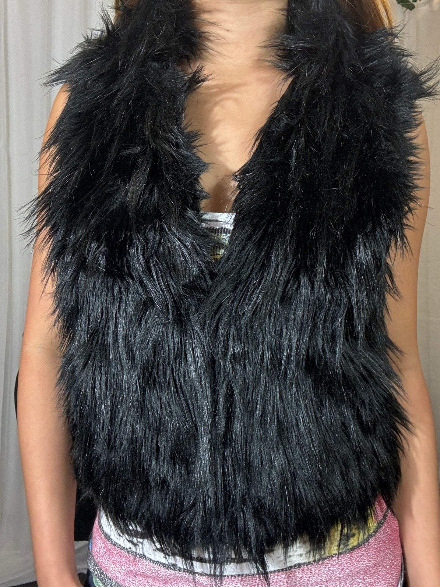 Vintage Plume Black Fur Vest