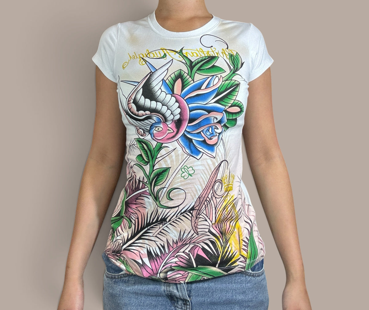 ed arde white graphic tank