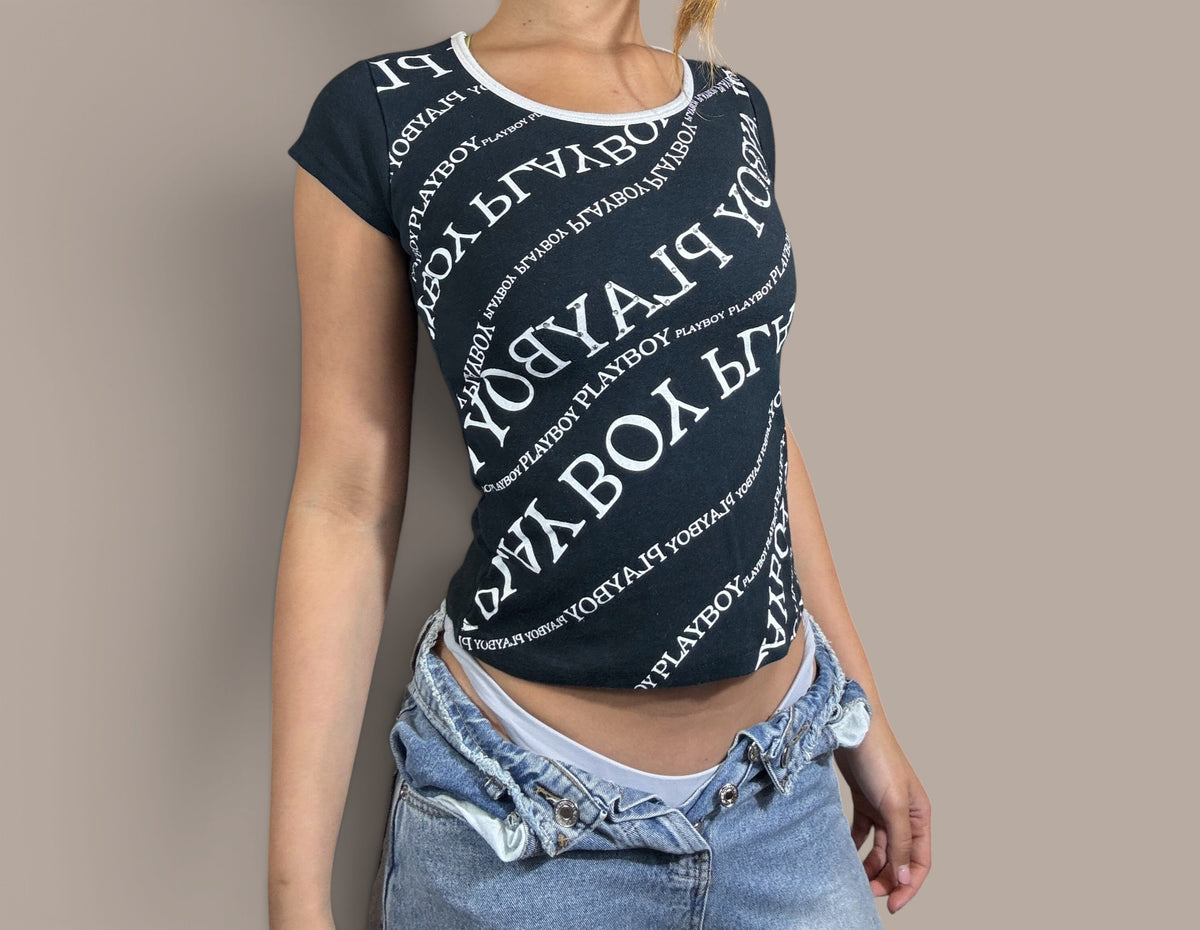 playboy black graphic singlet