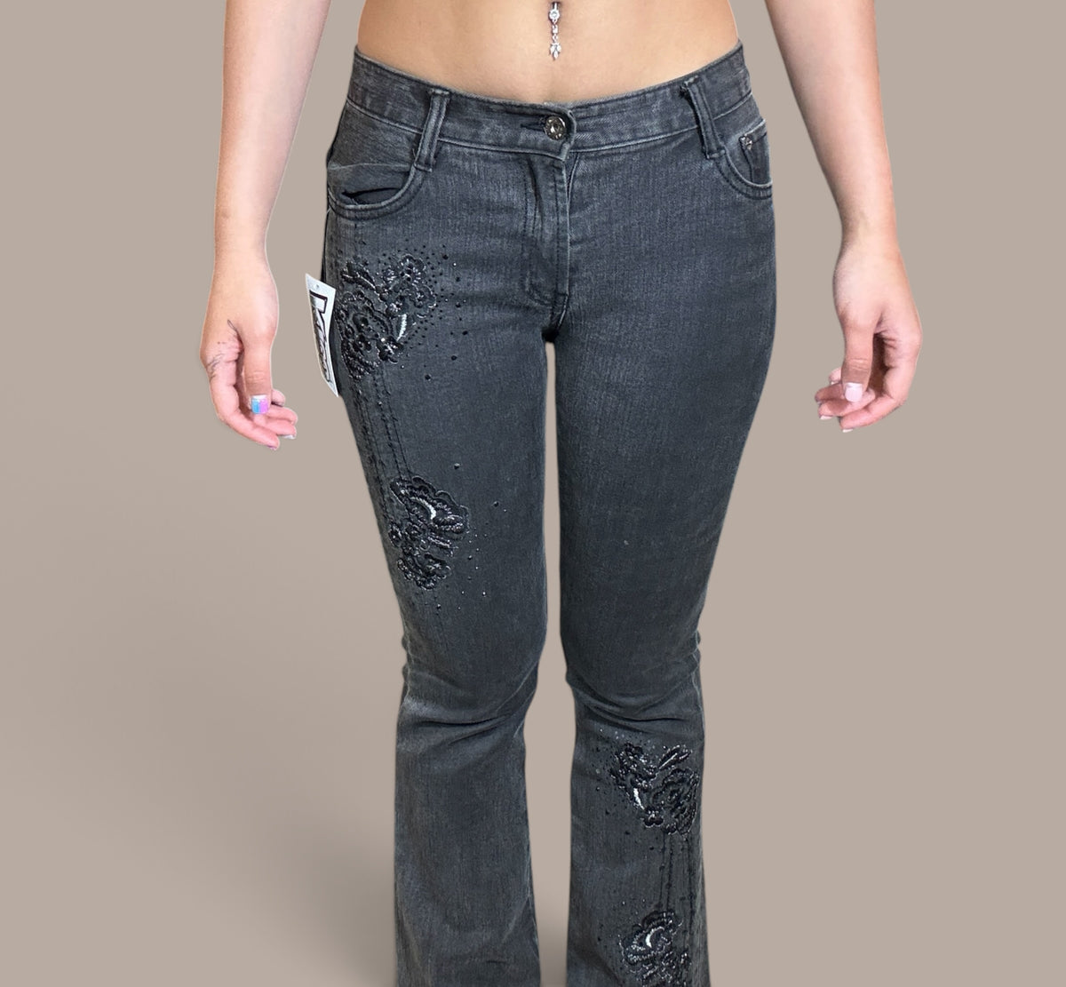 J-mail denim flared black jeans