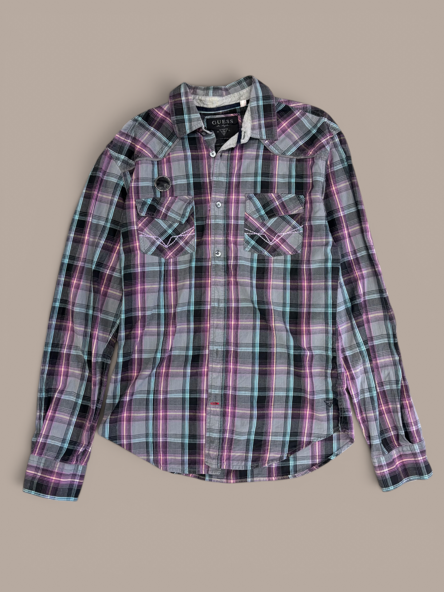 Guess vintage plaid long sleeve button up