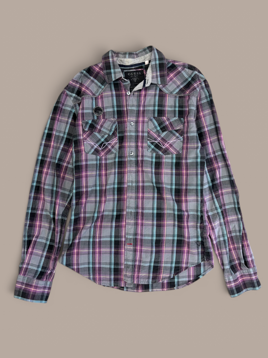 Guess vintage plaid long sleeve button up