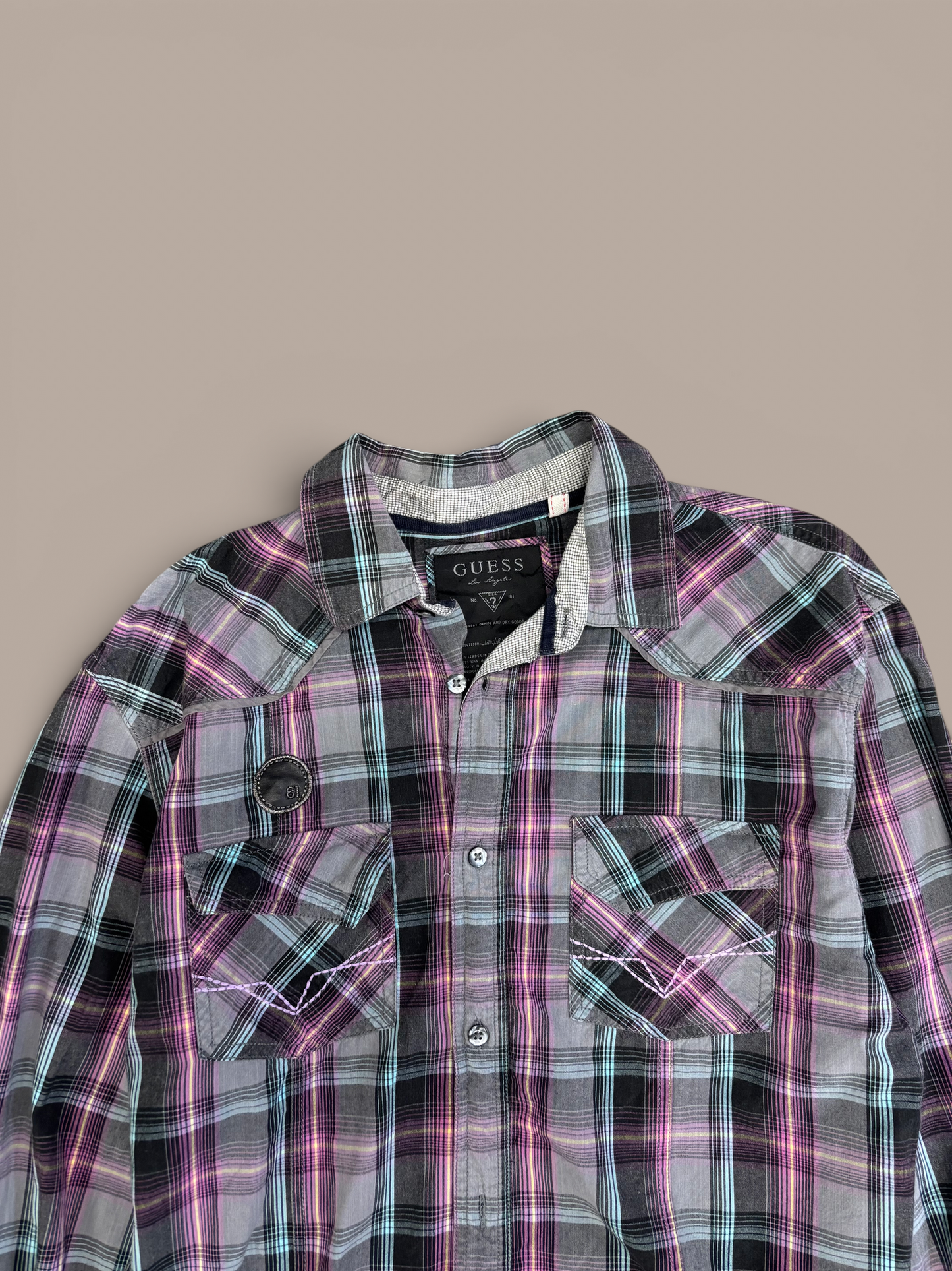 Guess vintage plaid long sleeve button up