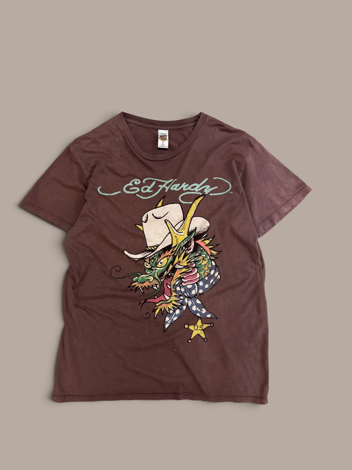 ed hardy brown graphic shirt