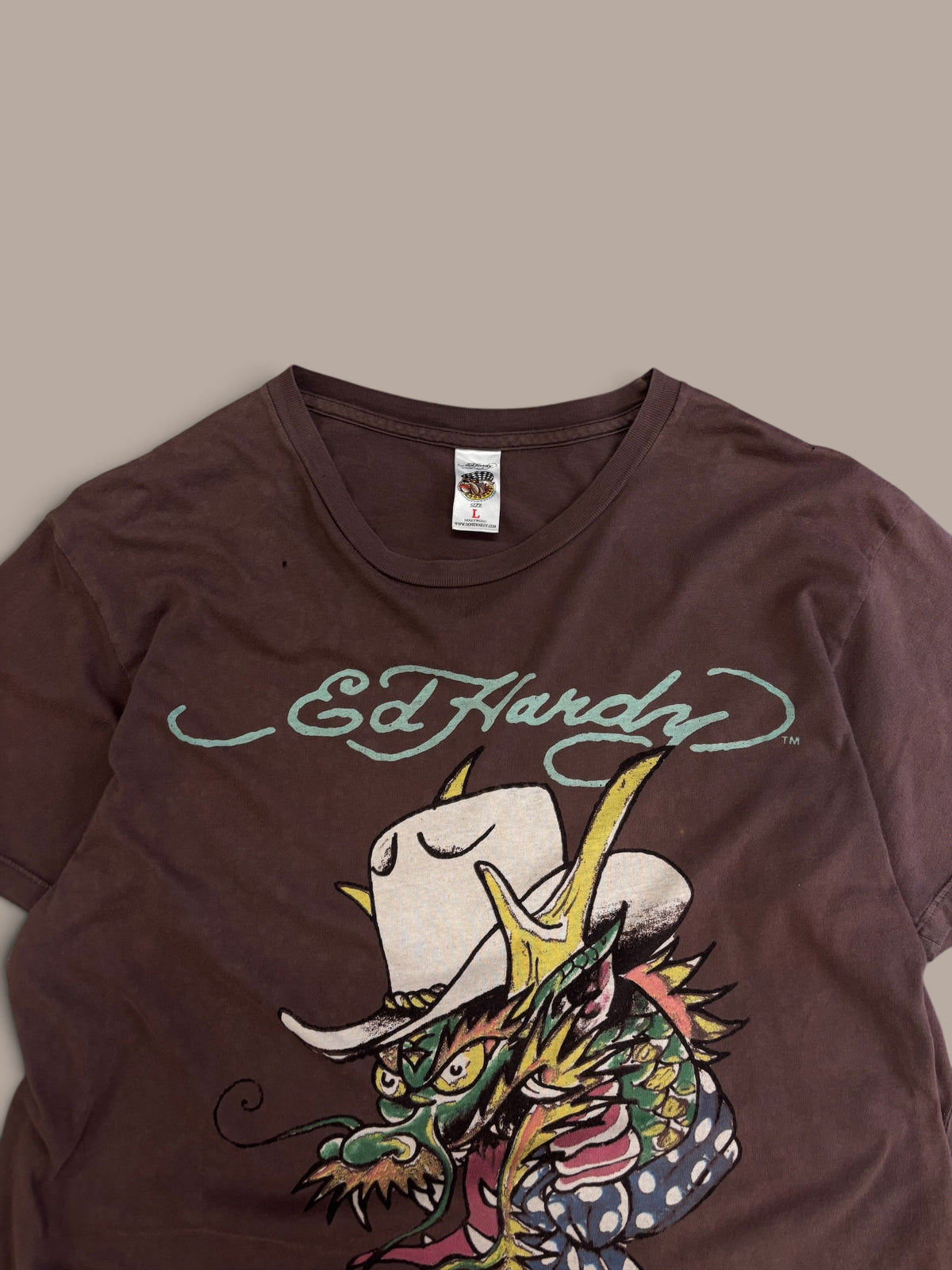 ed hardy brown graphic shirt