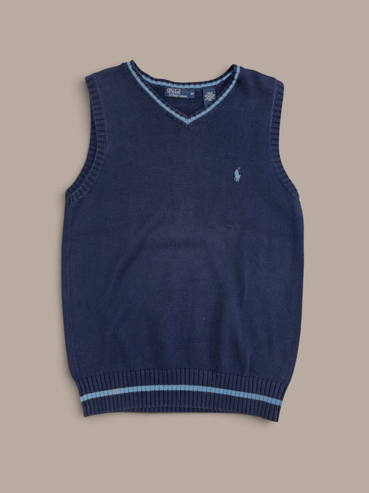 polo navy blue vest knitted