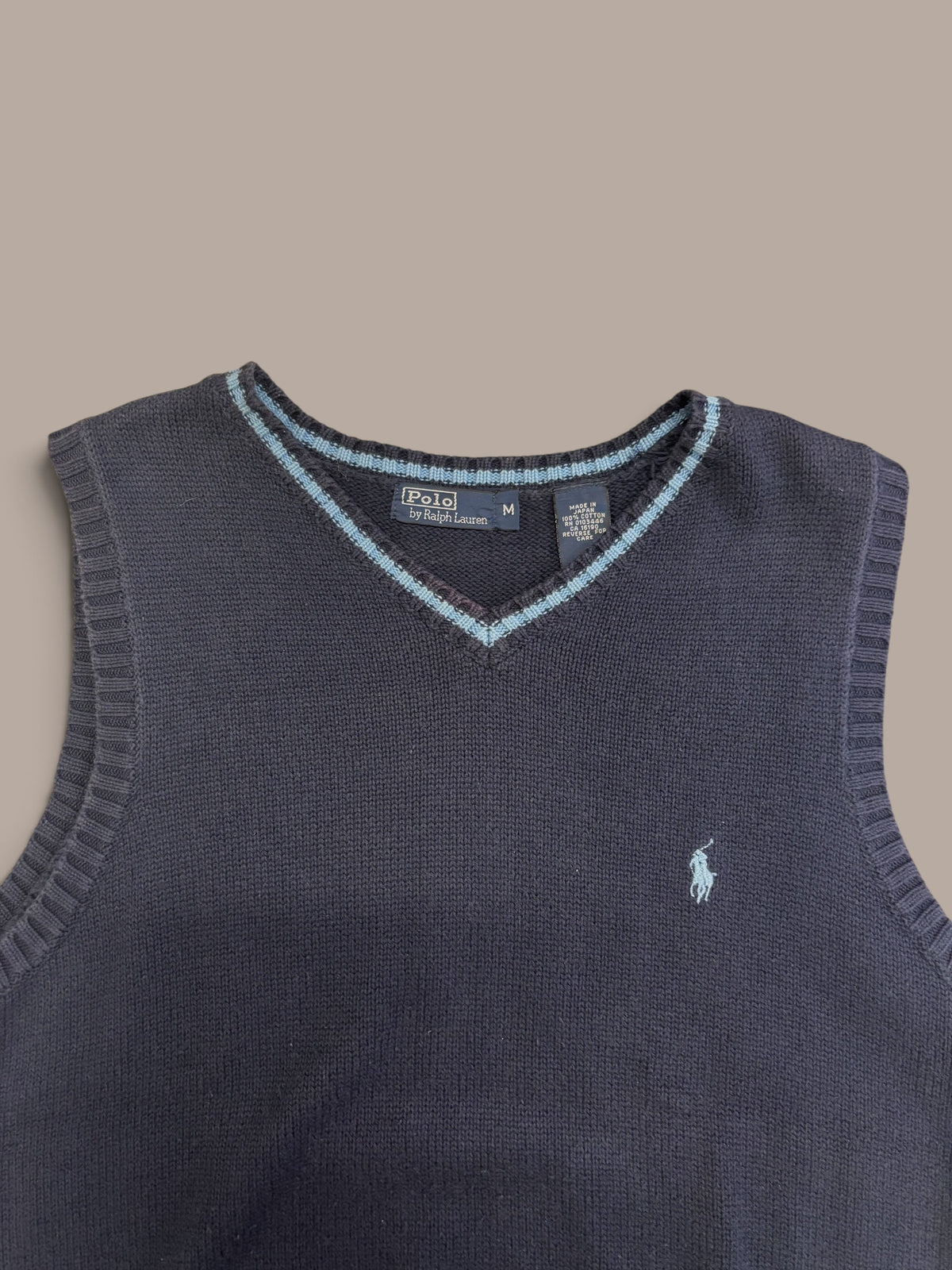 polo navy blue vest knitted