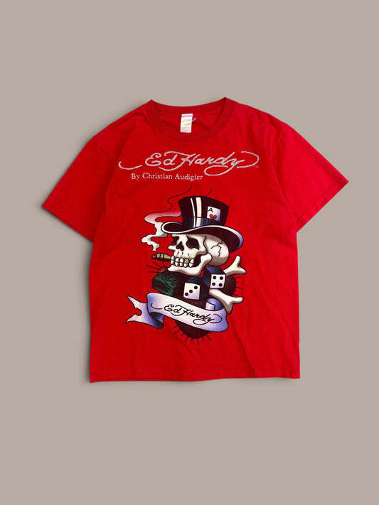 ed hardy red graphic shirt