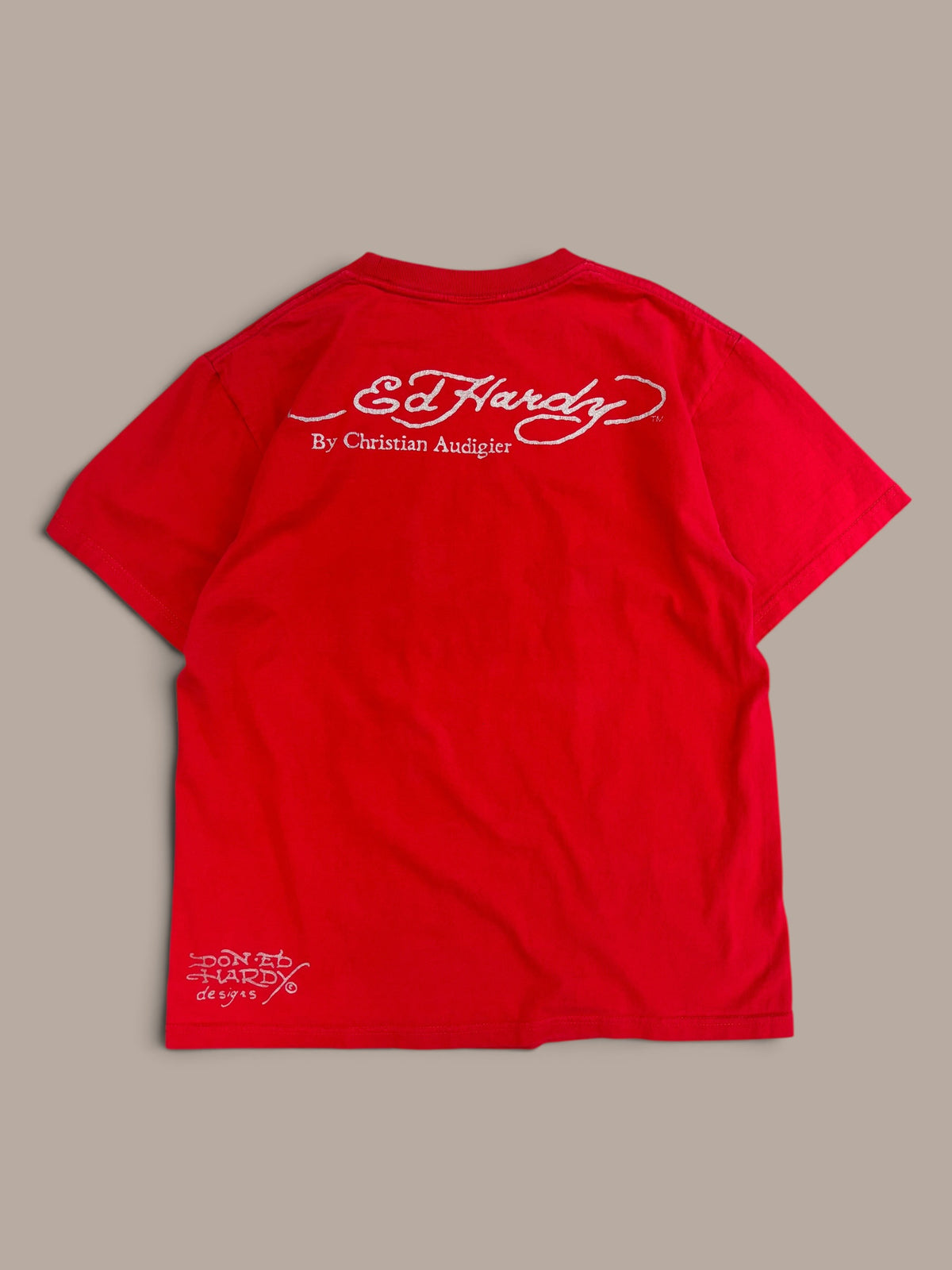 ed hardy red graphic shirt