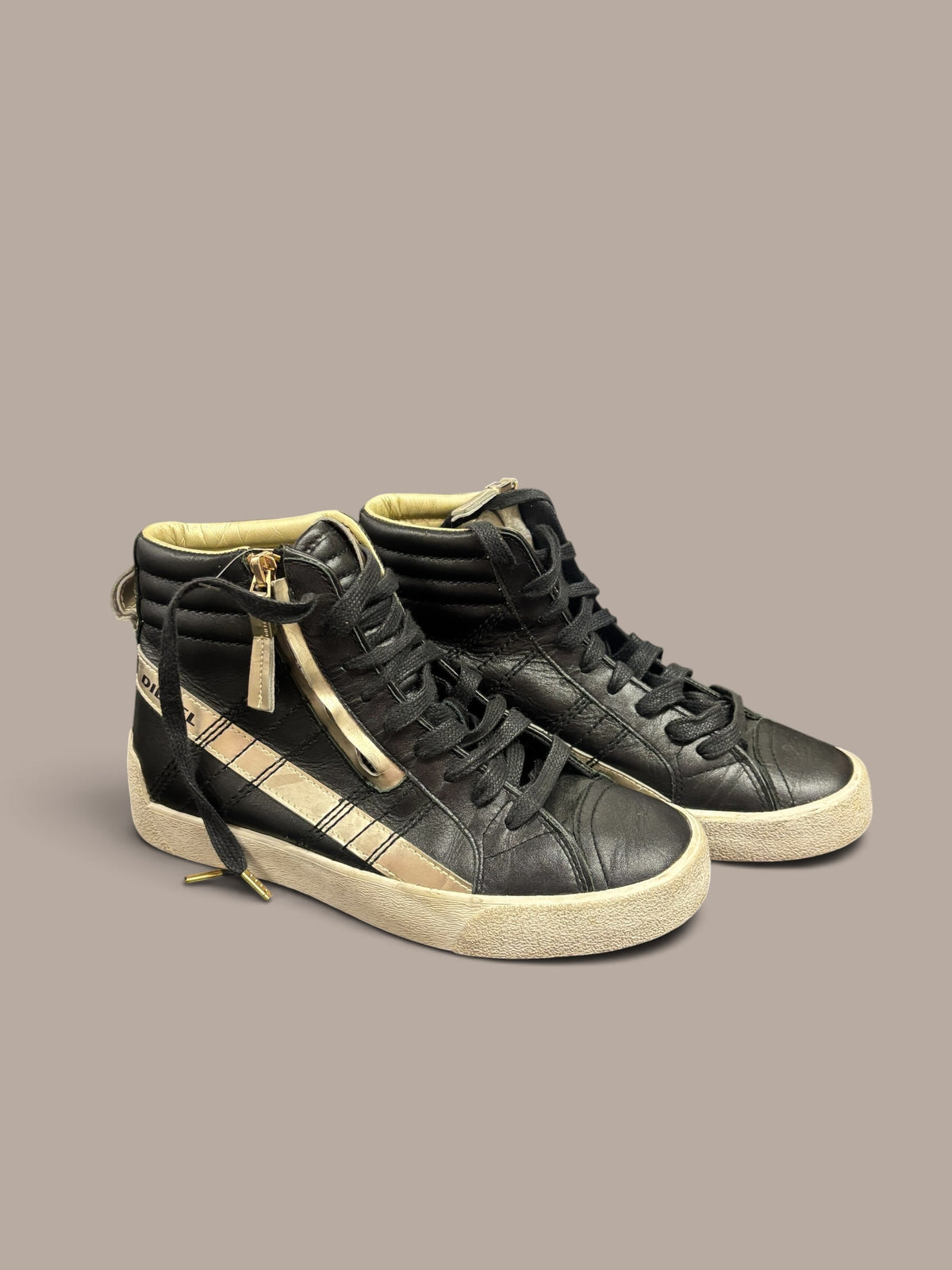 deisel black and gold shoes vintage