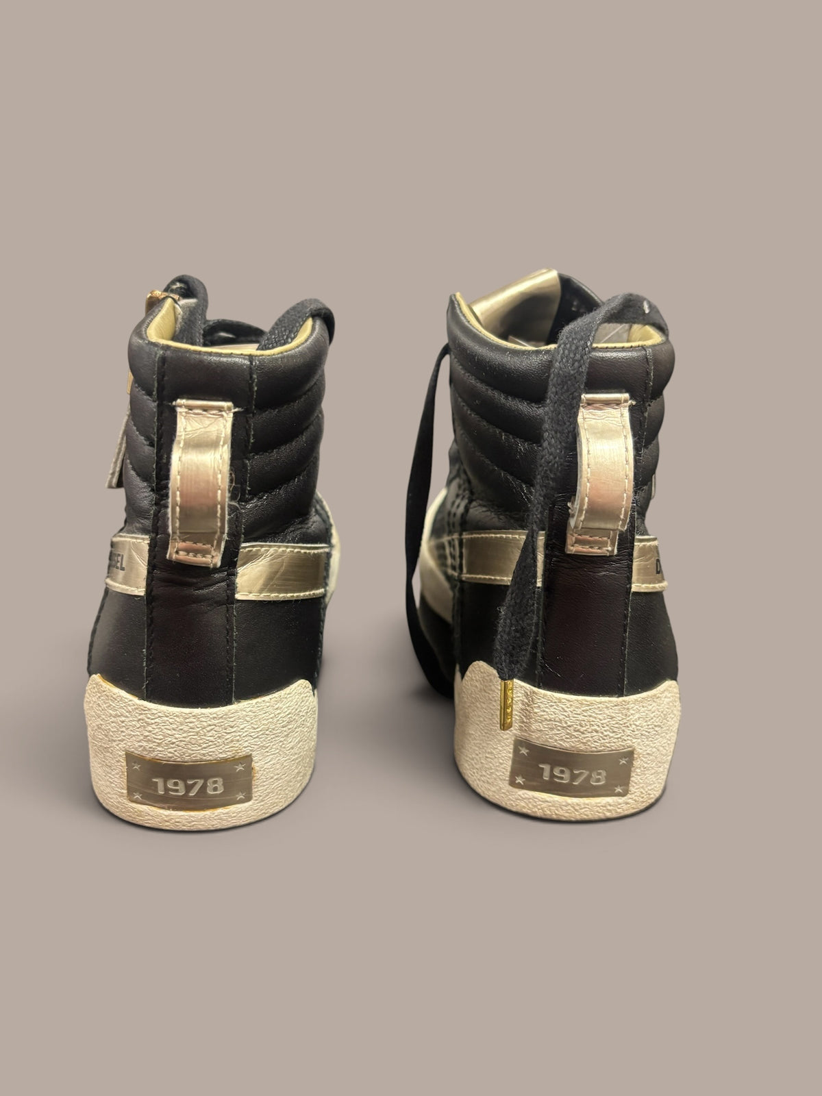 deisel black and gold shoes vintage