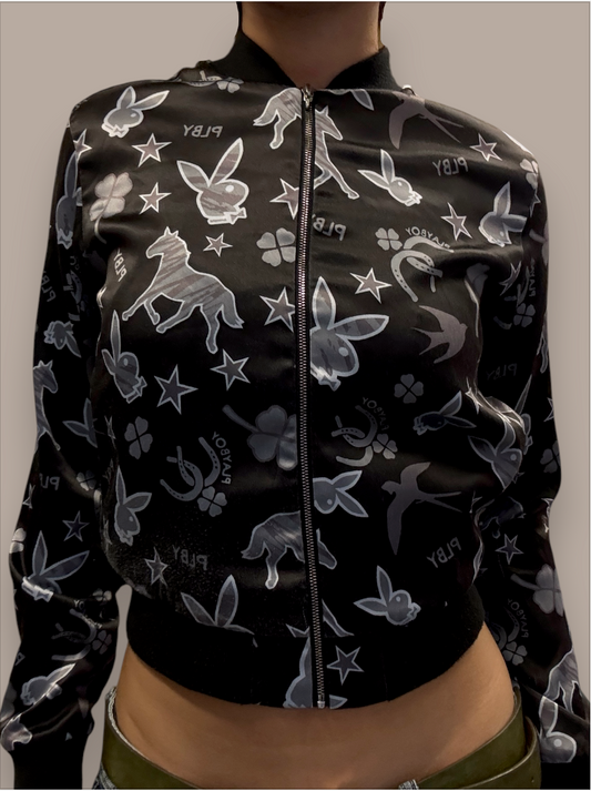 Black and grey Playboy zip up jacket