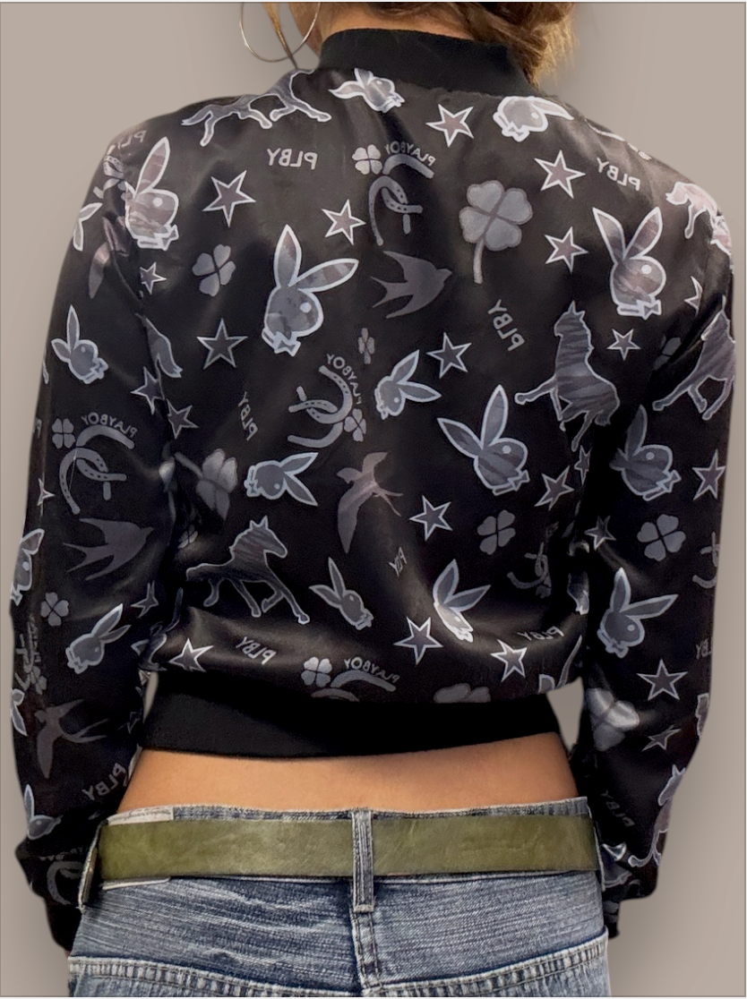 Black and grey Playboy zip up jacket