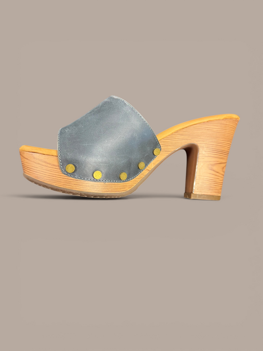 Jwest wooden chunky heels