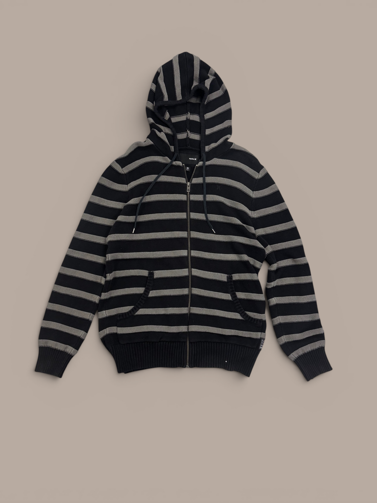 hurly black and grey striped zip