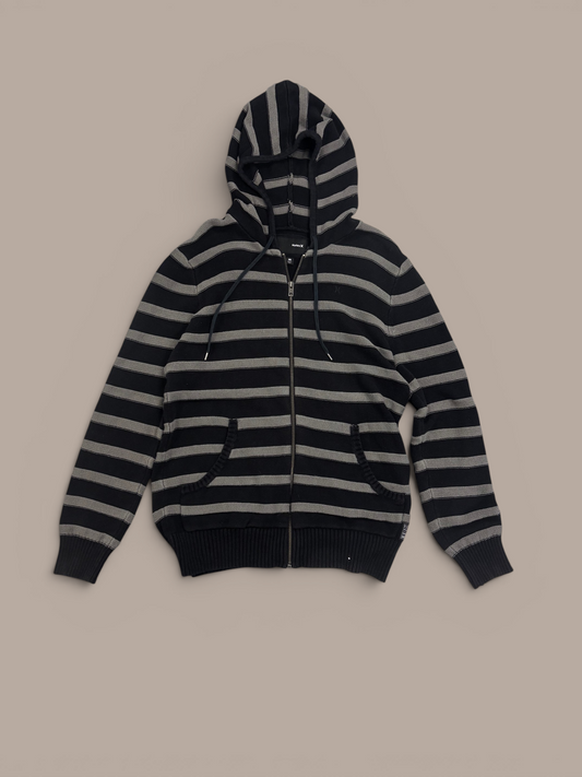 hurly black and grey striped zip