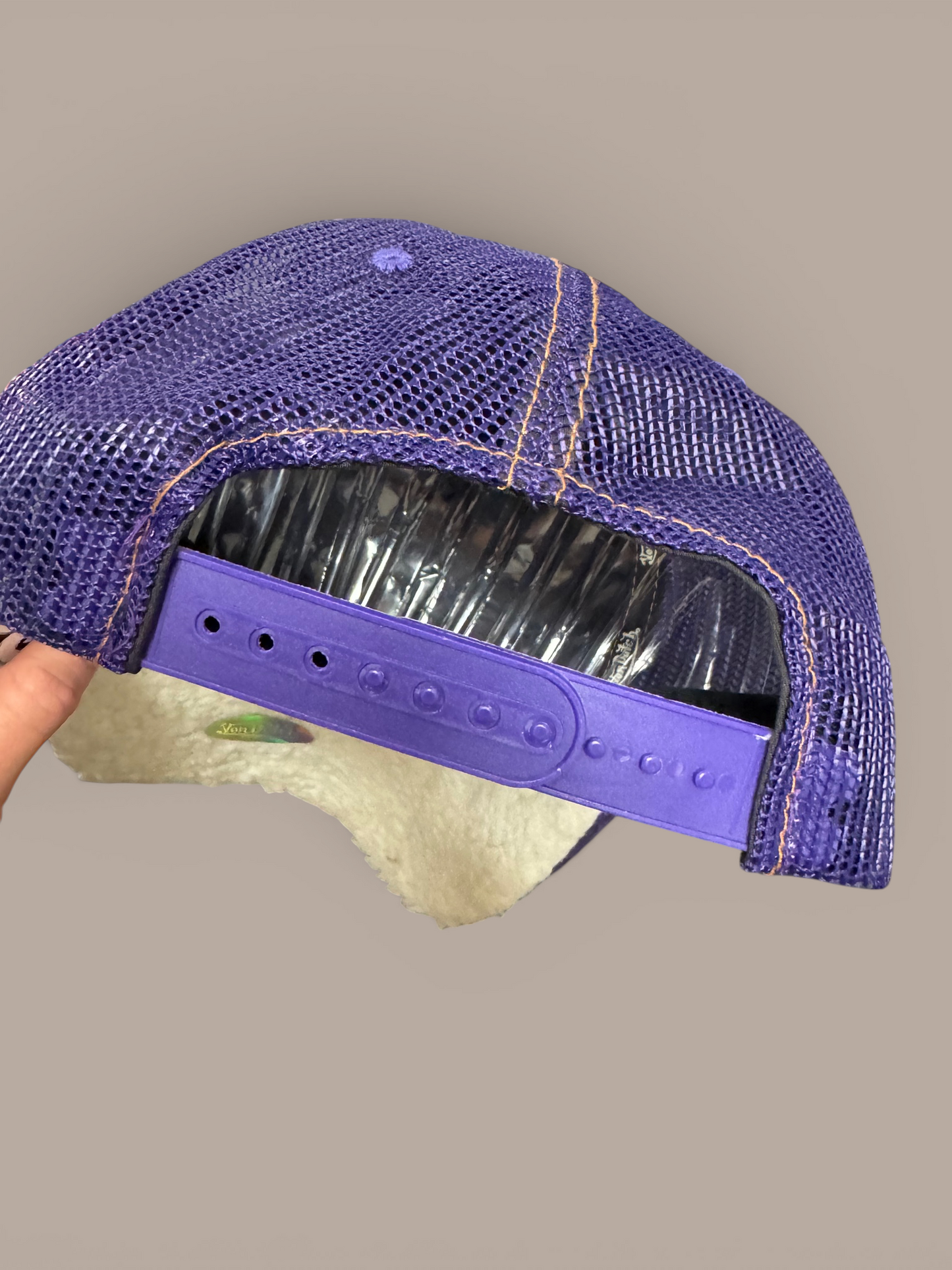 purple von dutch hat  suede , fluffy on inside.