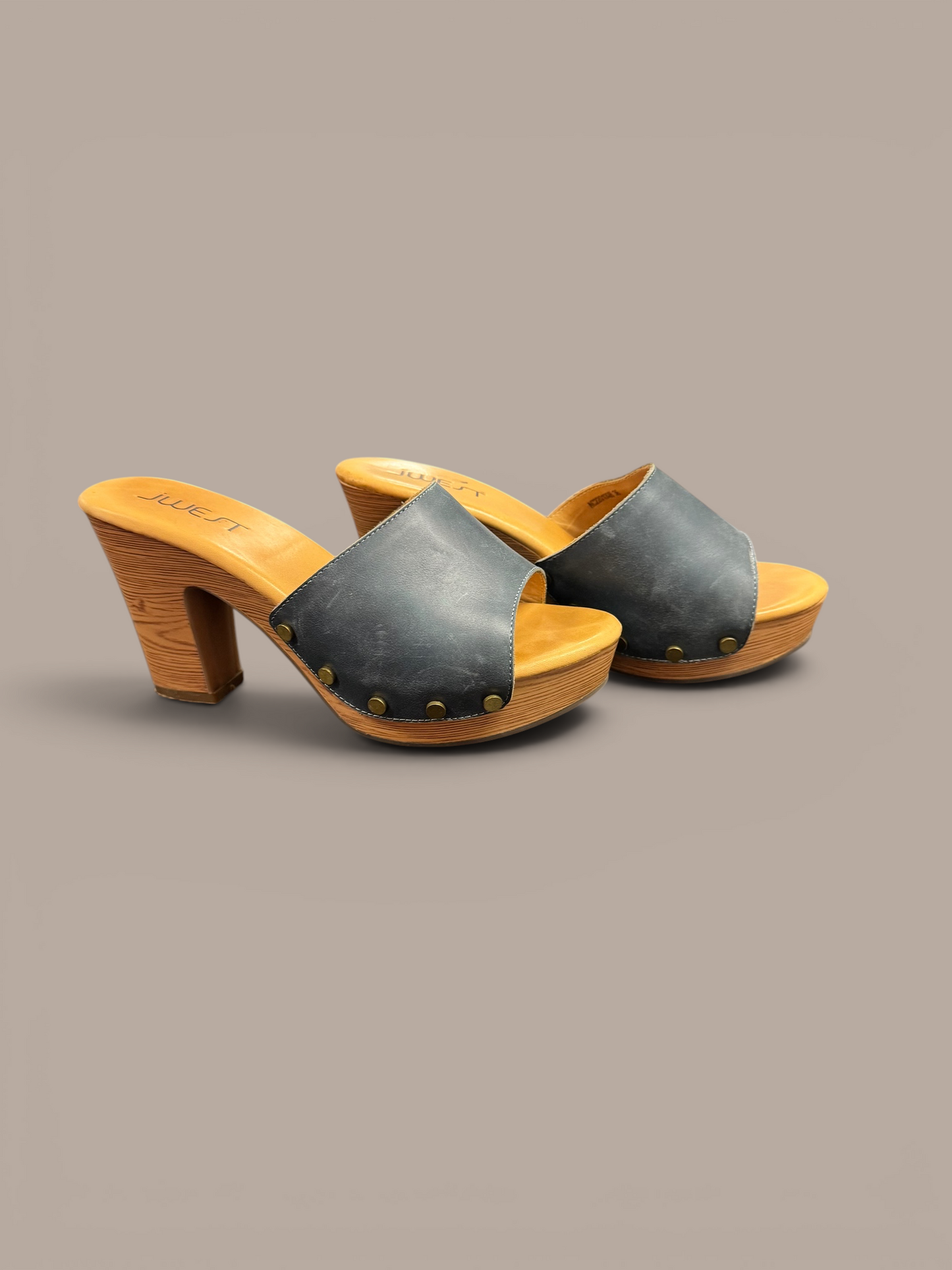 Jwest wooden chunky heels