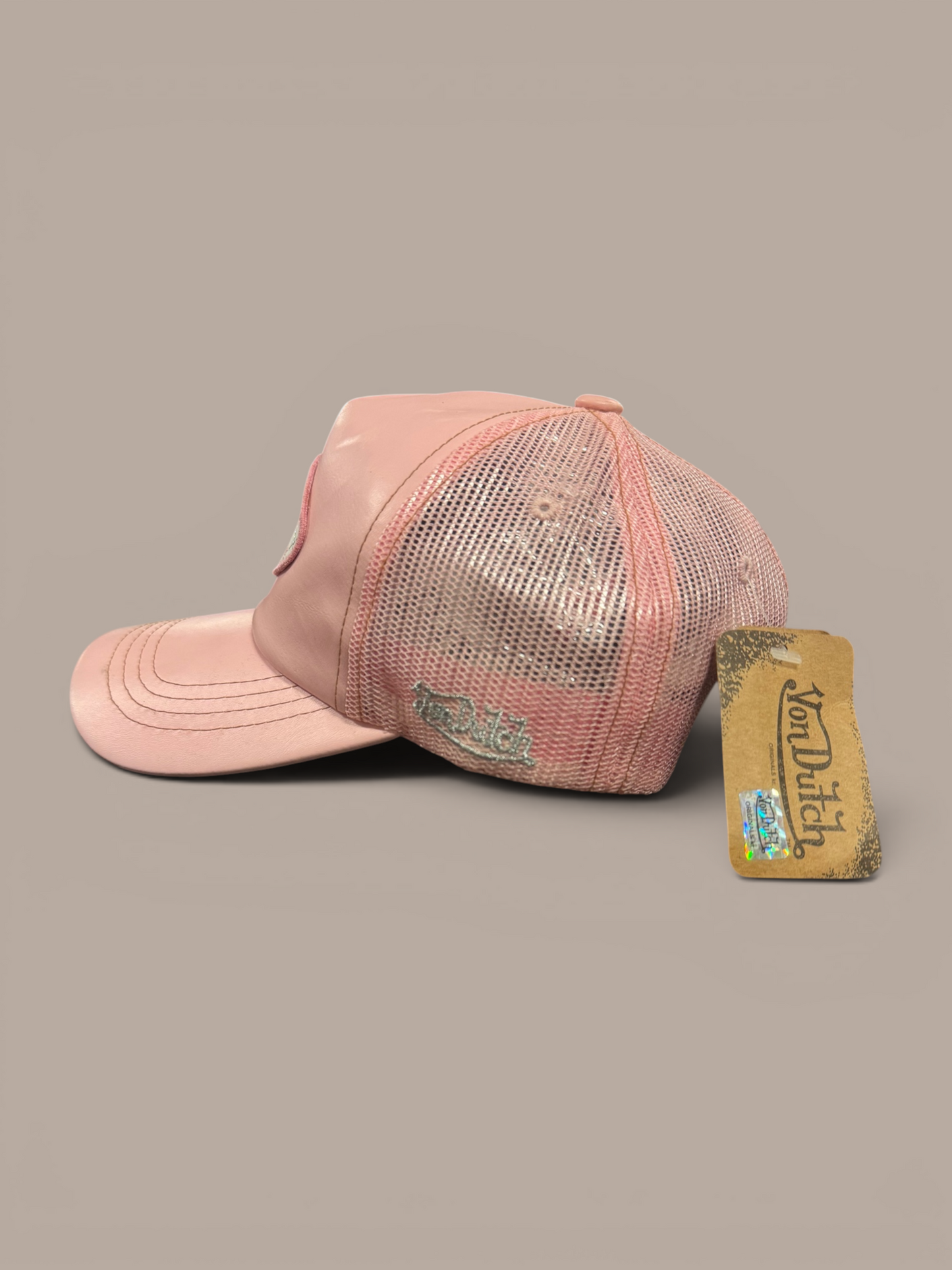 deadstock pink von dutch hat, trucker style