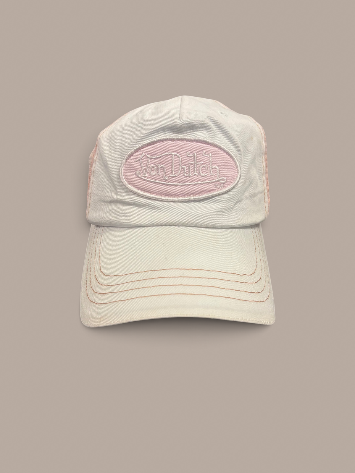 von dutch cap white and pink trucker style