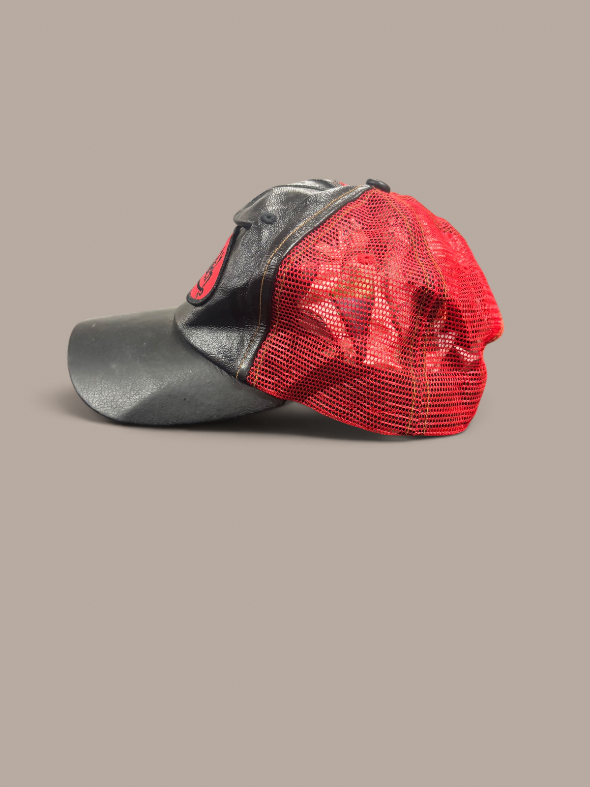 von dutch cap black leather red trucker style