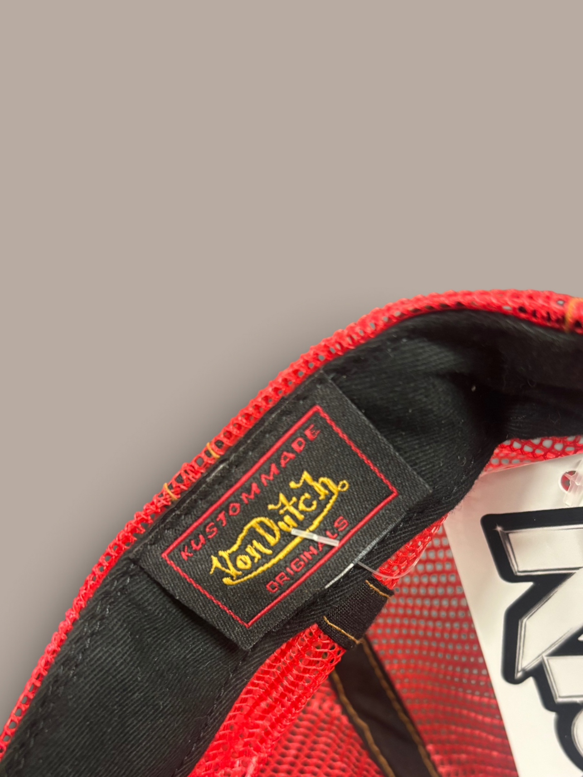 von dutch cap black leather red trucker style