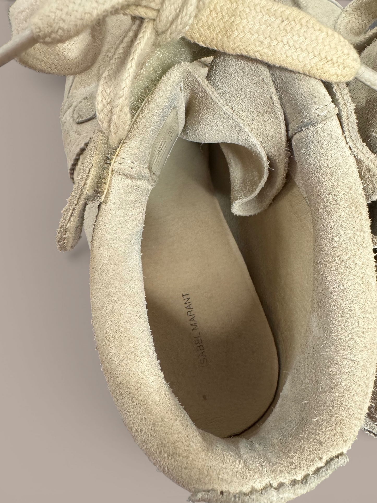 Isabel maranta off white swede bobby lace up wedges