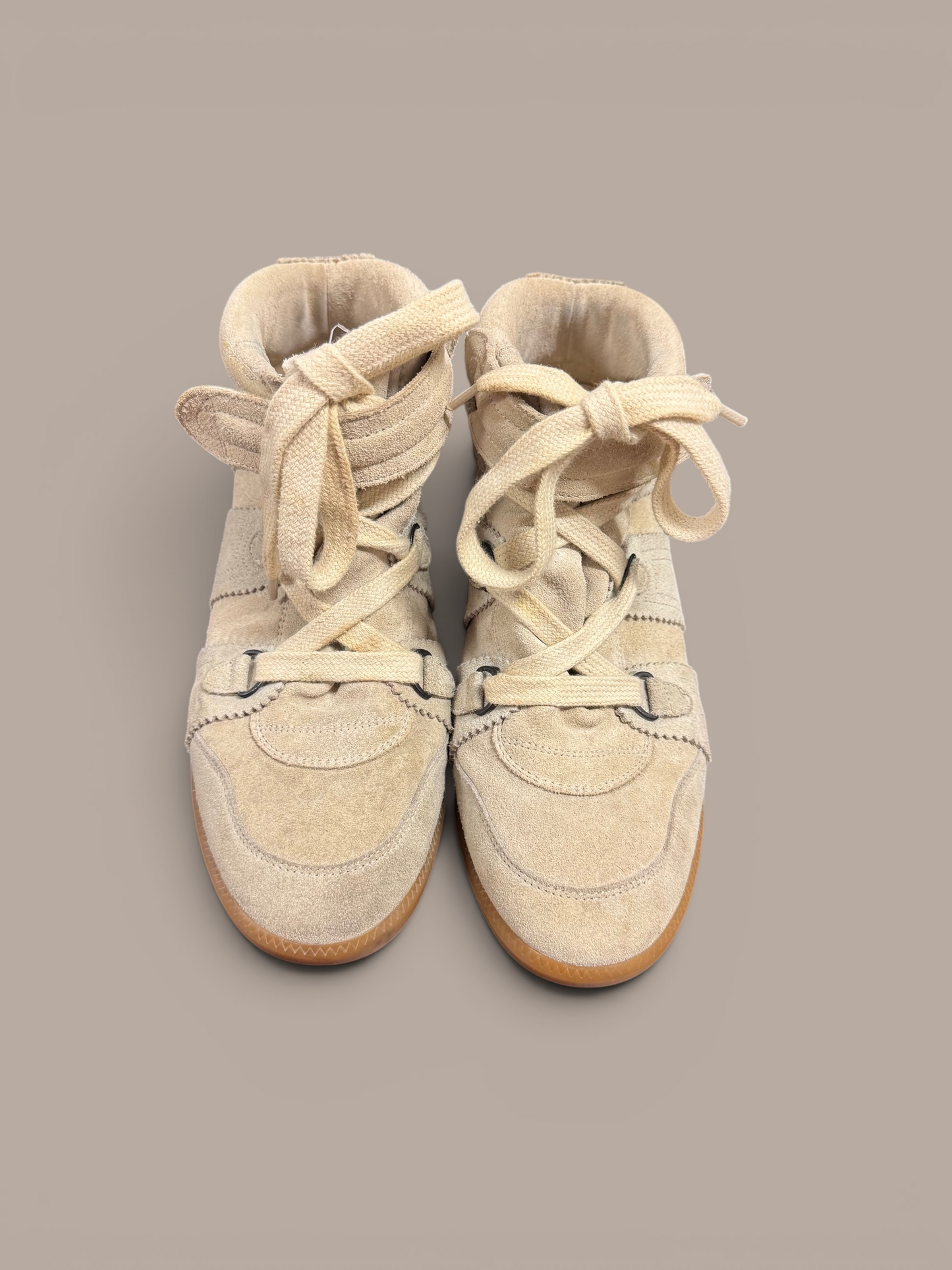 Isabel maranta off white swede bobby lace up wedges
