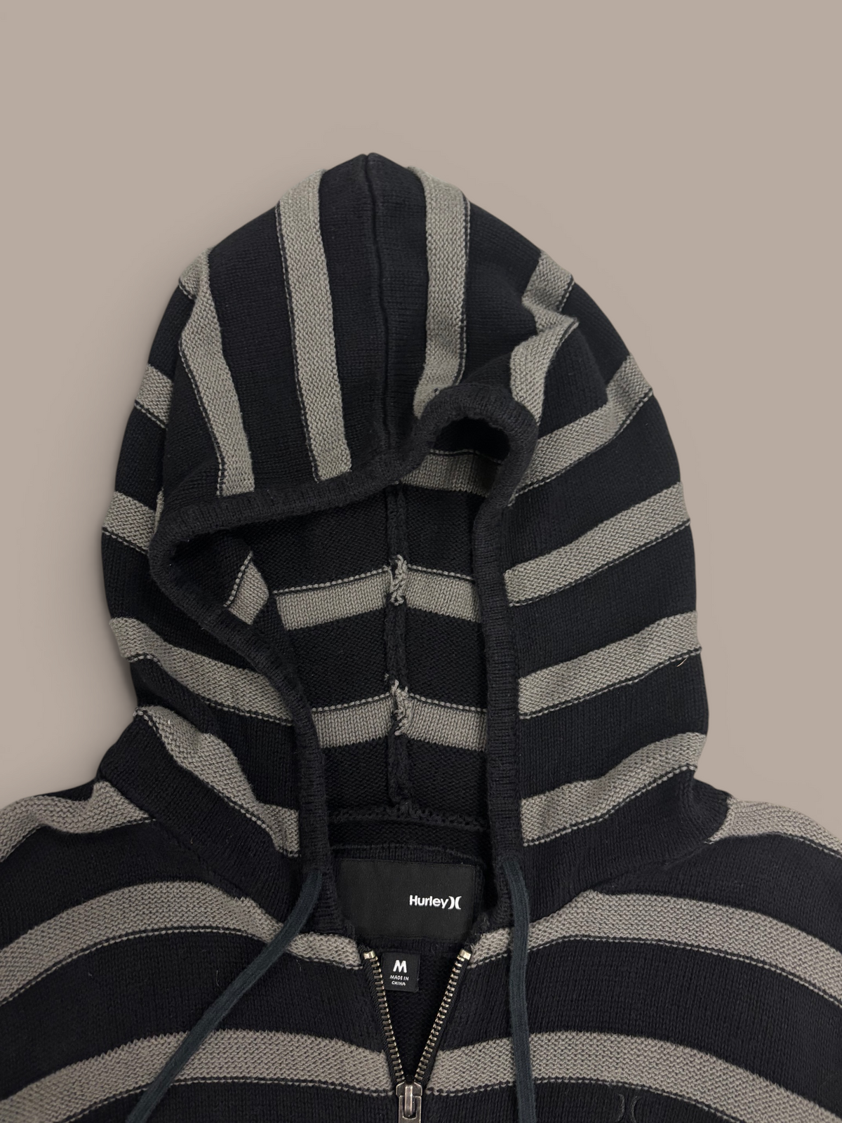 hurly black and grey striped zip