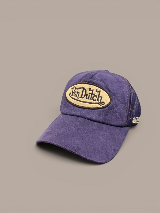 purple von dutch hat  suede , fluffy on inside.