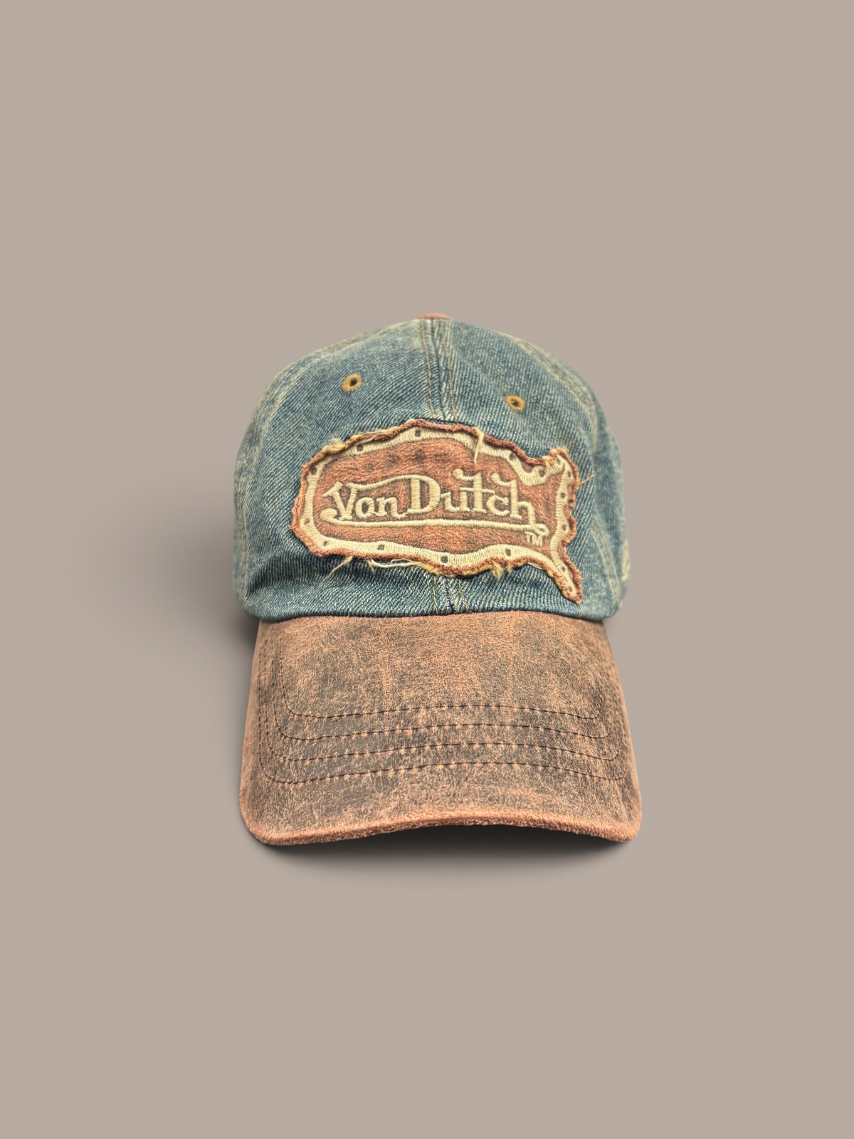 suede and denim von dutch hat leather adjustable strap